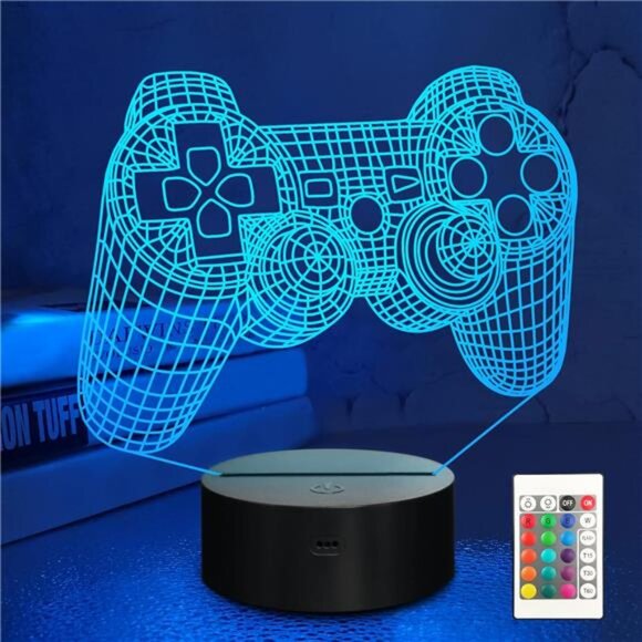 3D Gamepad Lamp Game Console Night Light 3D Illusion lamp for Kids, 16 Colors - Picture 1 of 6